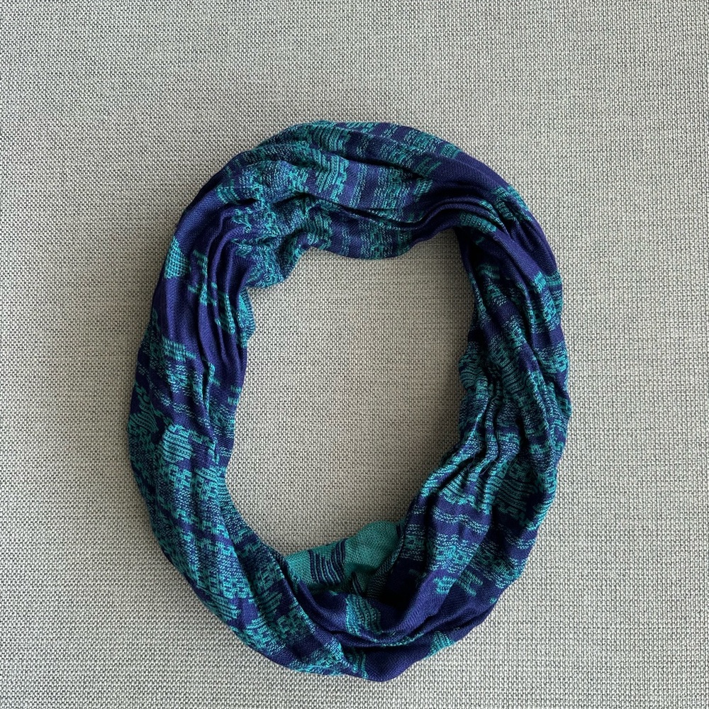 Charming Charlie Blue and Green Patterned Scarf